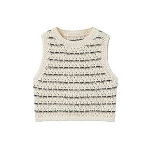 Striped open girls knit crop top